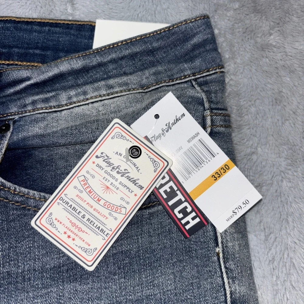 Flag And Anthem Premium Denim Jeans Slim Straight Springville Wash NWT‎  33x30